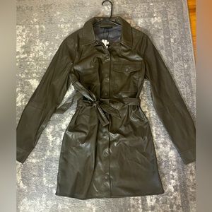 Sanctuary, vegan leather dark brown mini dress, size small.